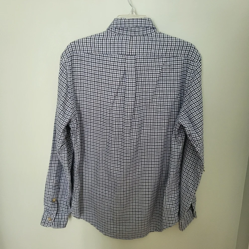 Polo Ralph Lauren Men Medium Flannel Blue Button Down Dress‎ Shirt Long Sleeve